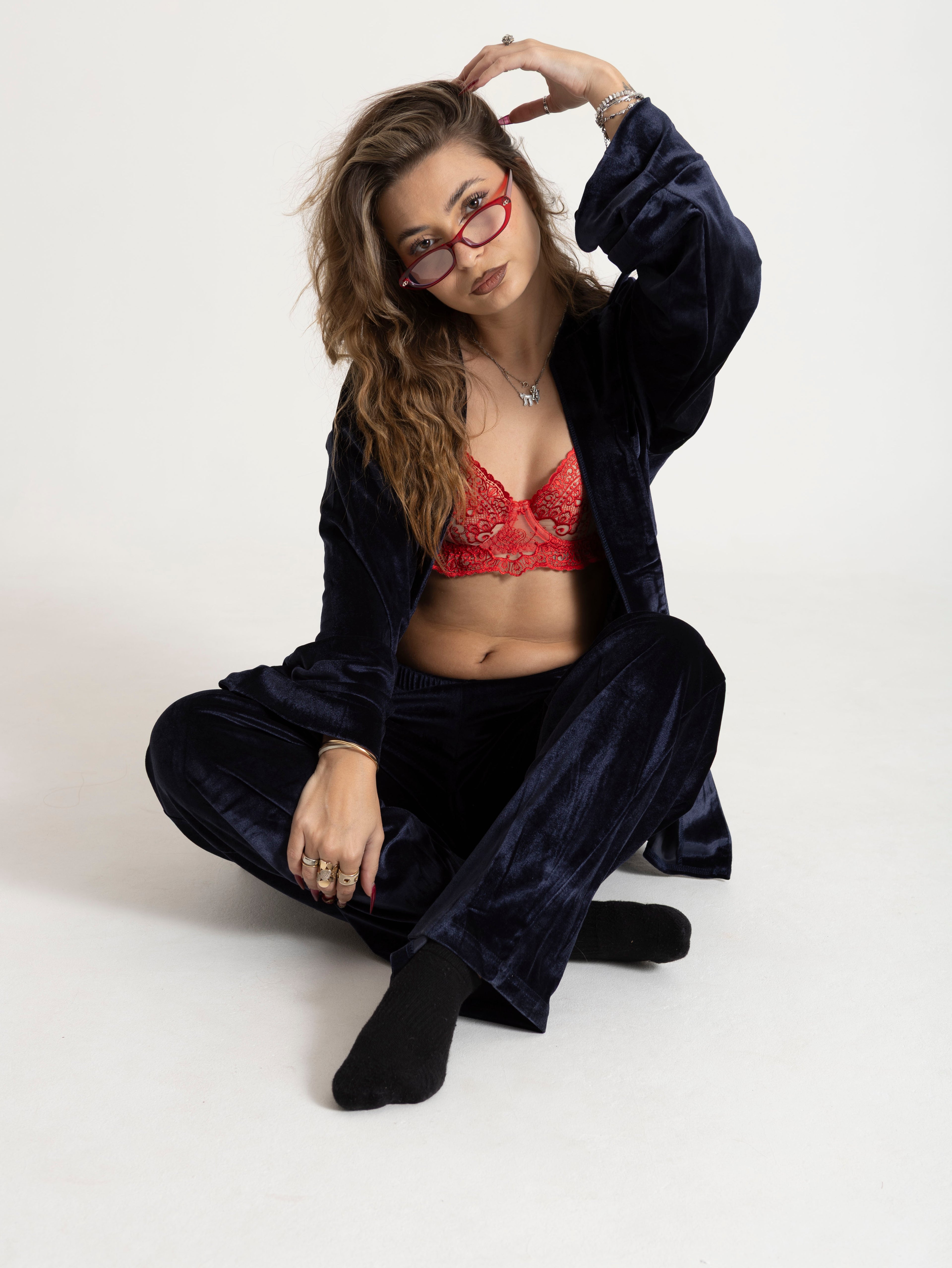 Pyjama en velours bleu nuit – Collection NATEA Pijama