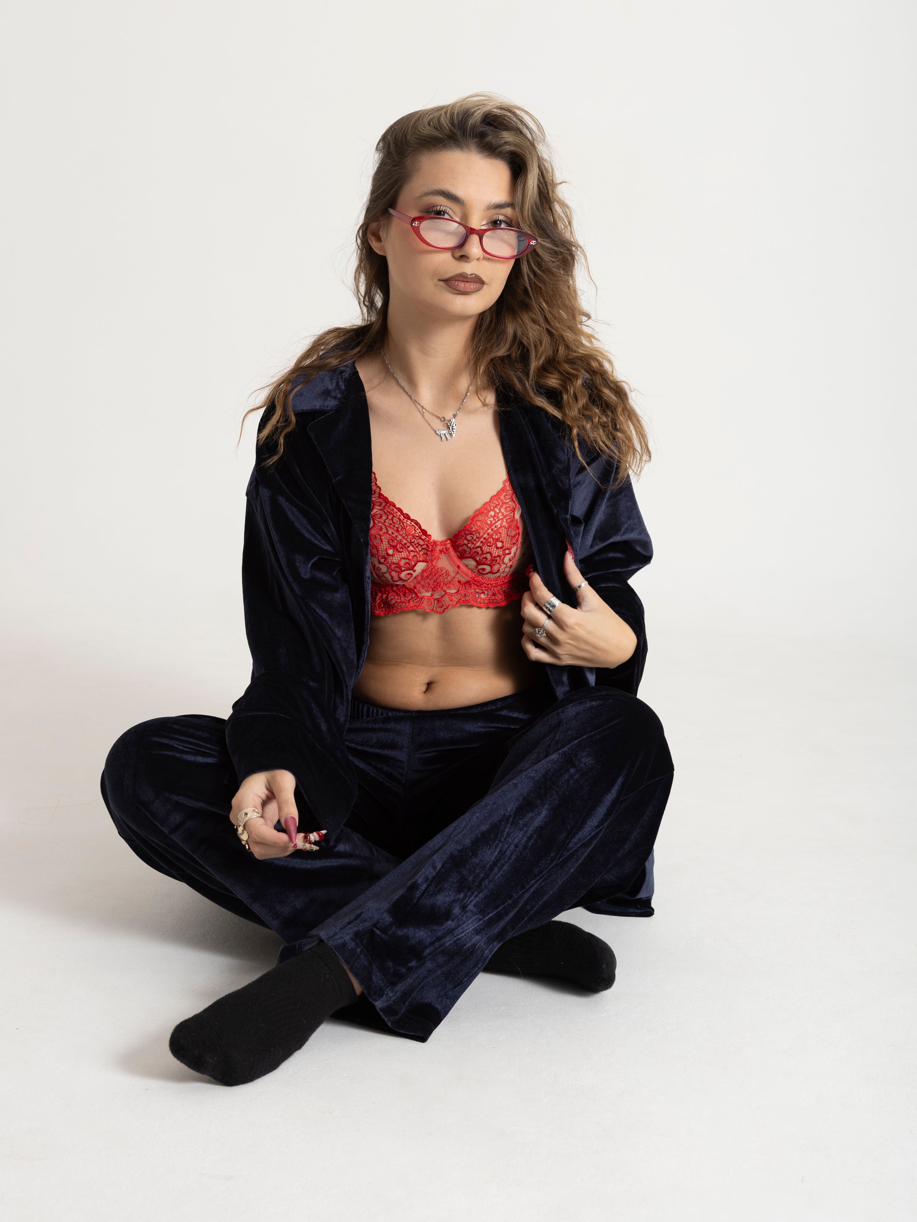 Pyjama en velours bleu nuit – Collection NATEA Pijama