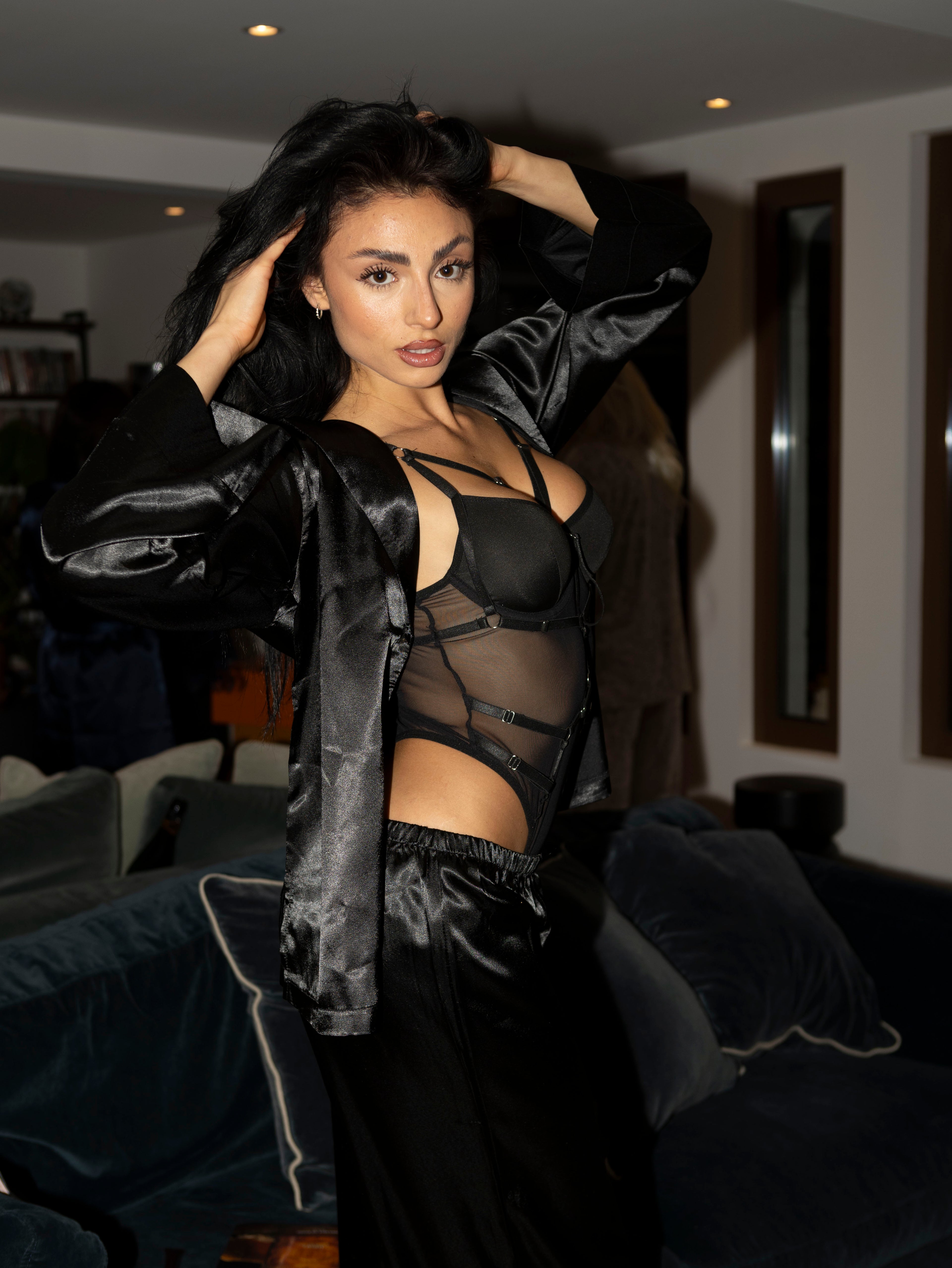 Pyjama satiné noir — Collection NATEA Pijama