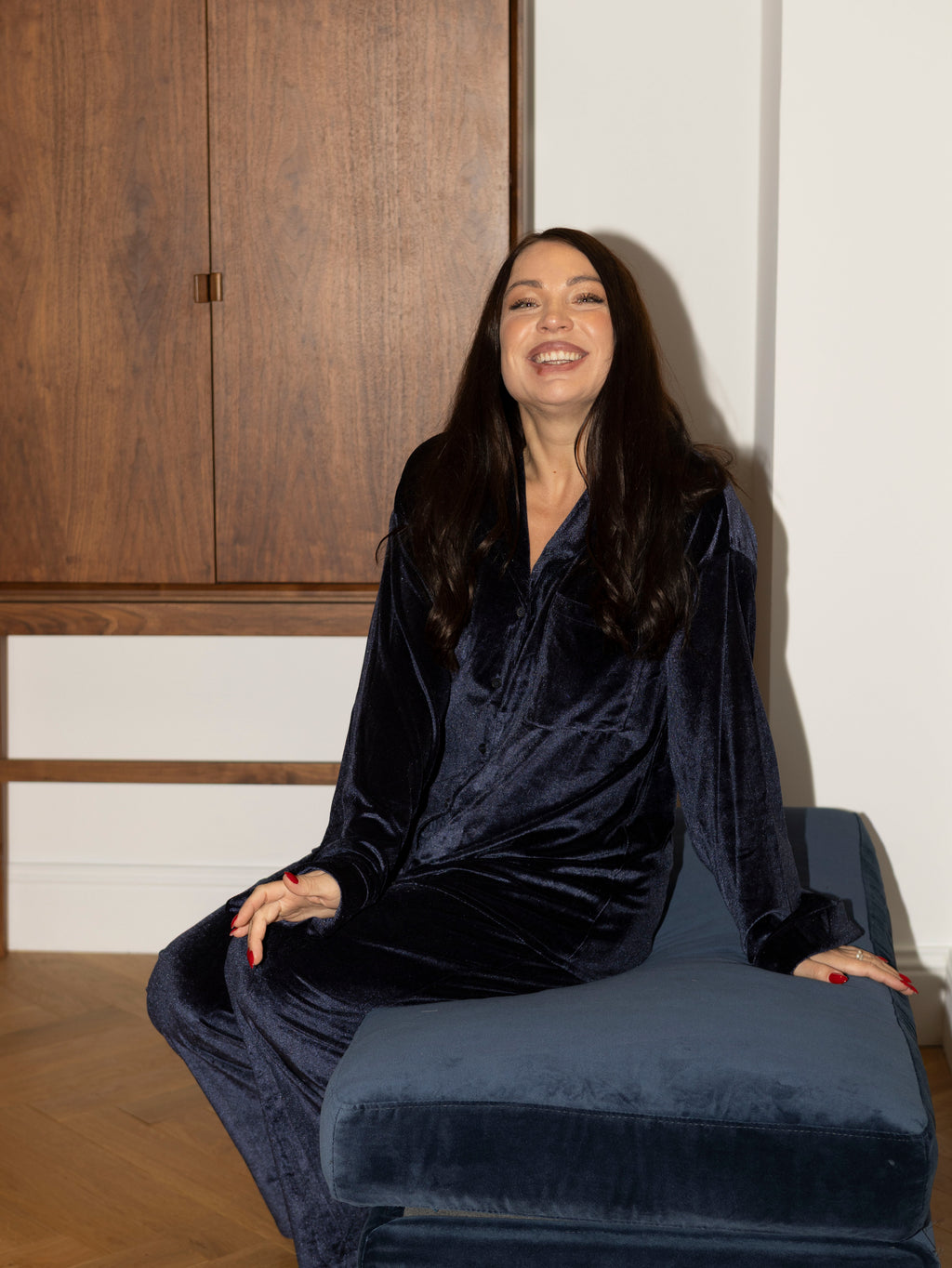 Pyjama en velours bleu nuit – Collection NATEA Pijama