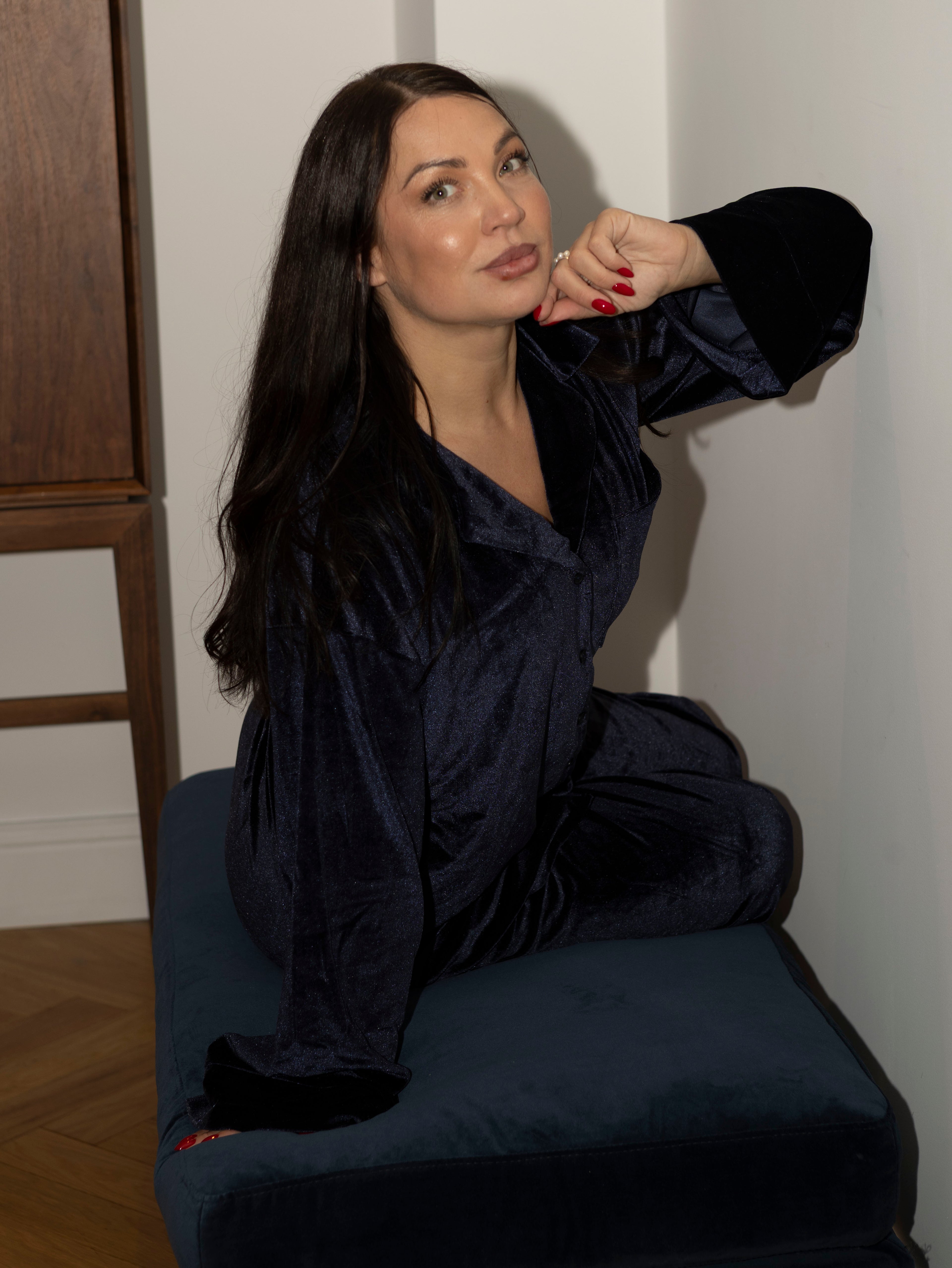 Pyjama en velours bleu nuit – Collection NATEA Pijama