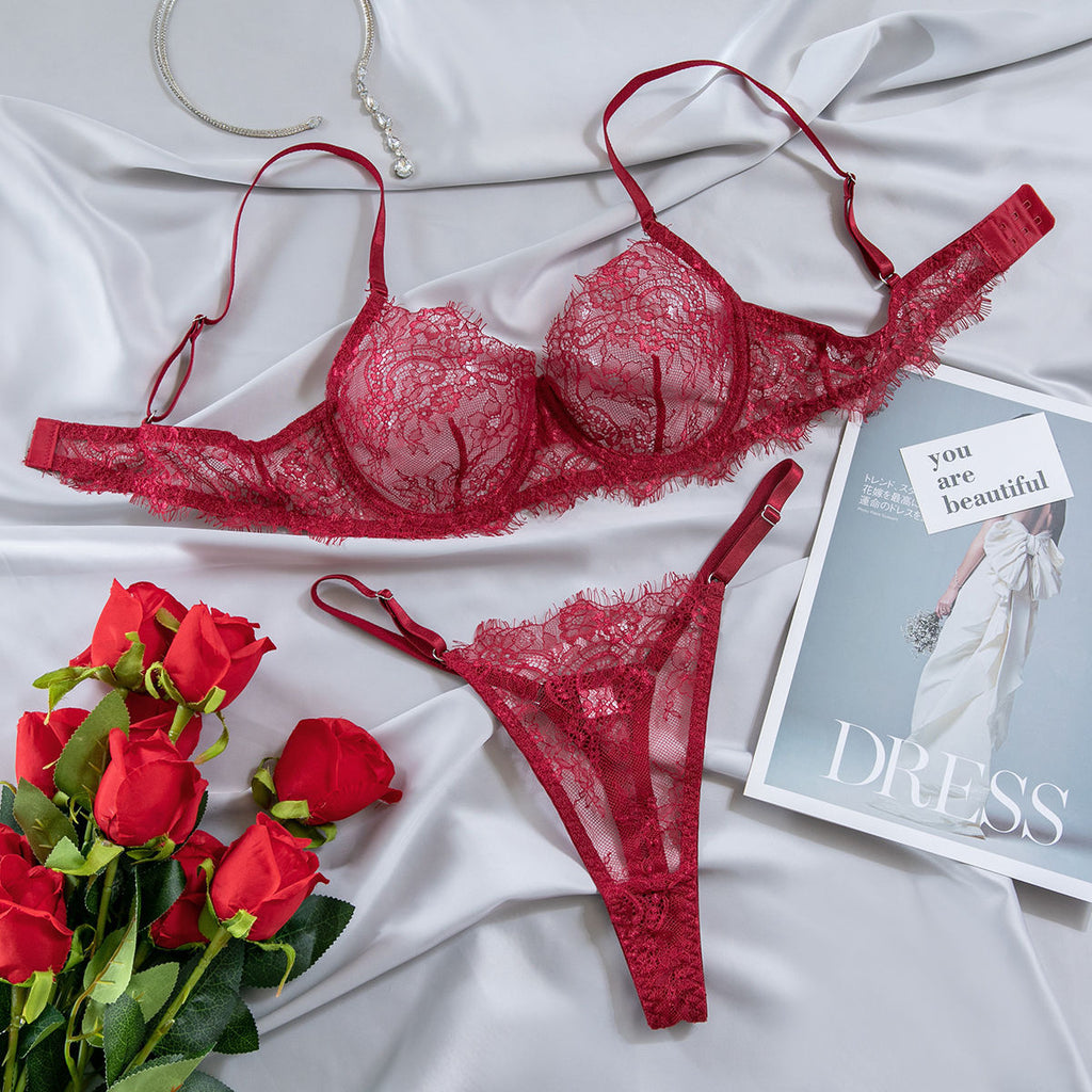 NATEA Daily — Ensemble rouge en dentelle délicate, confort et élégance