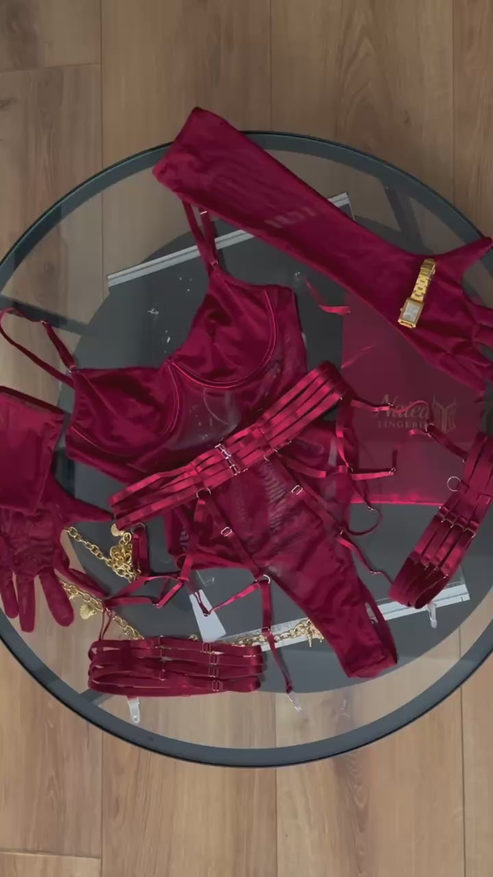 NATEA Prestige — Body bordeaux en tulle et satin, élégance et sensualité